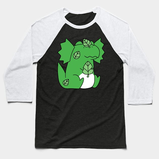 Leaf Dilophosaurus Baseball T-Shirt by saradaboru